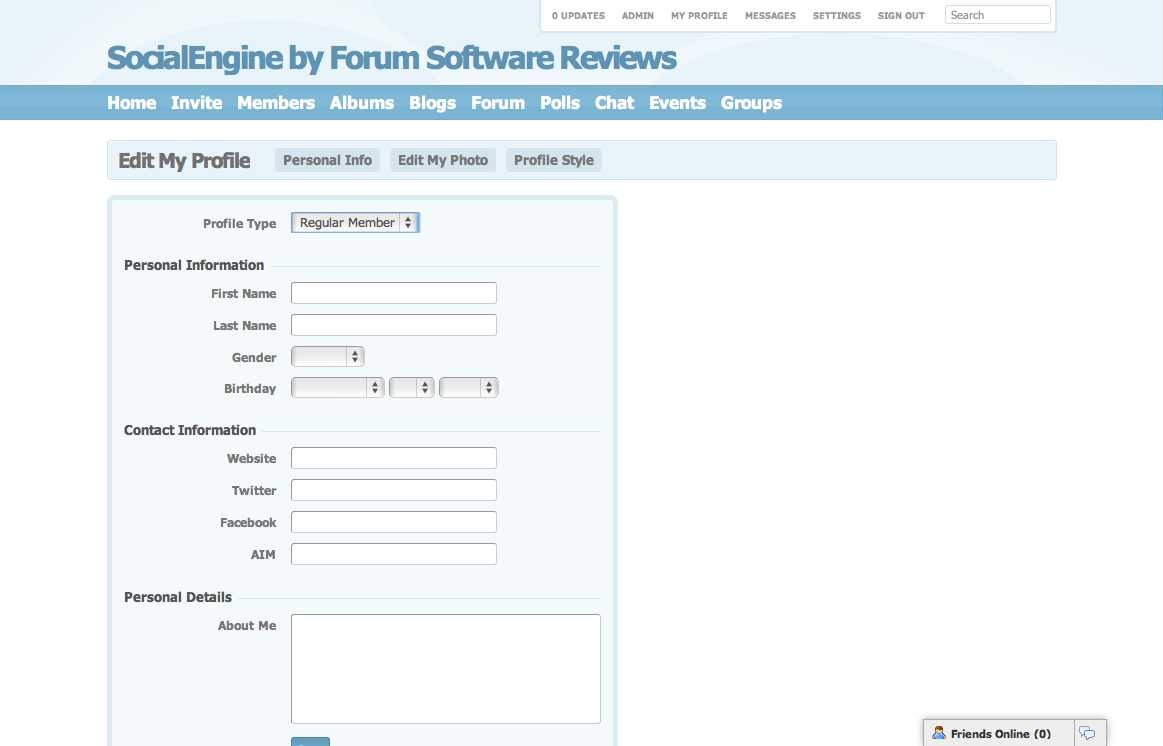 SocialEngine - Edit My Profile Fields